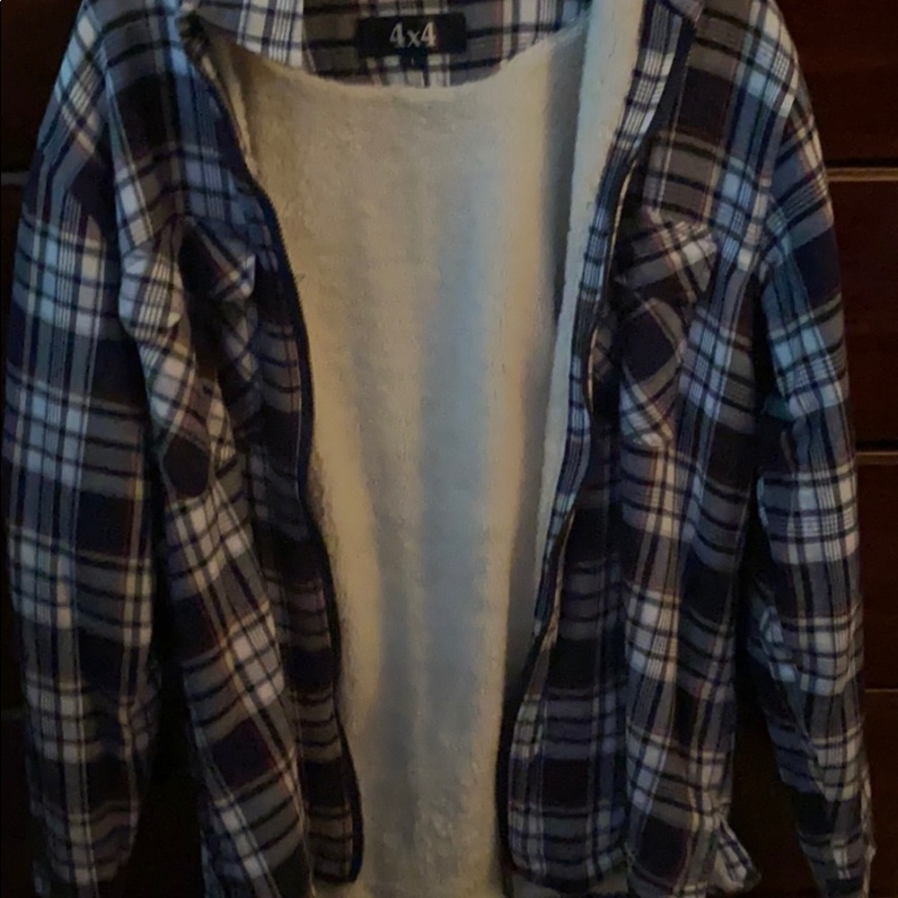 Blue & White Insulated flannel